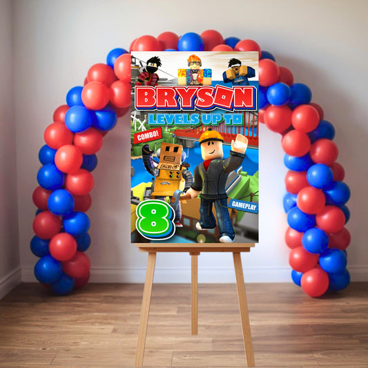 Roblox Party Sign | Digital Party Sign | Editable with Canva Pro | Welcome Party Sign | 20x30 | Digital File Only