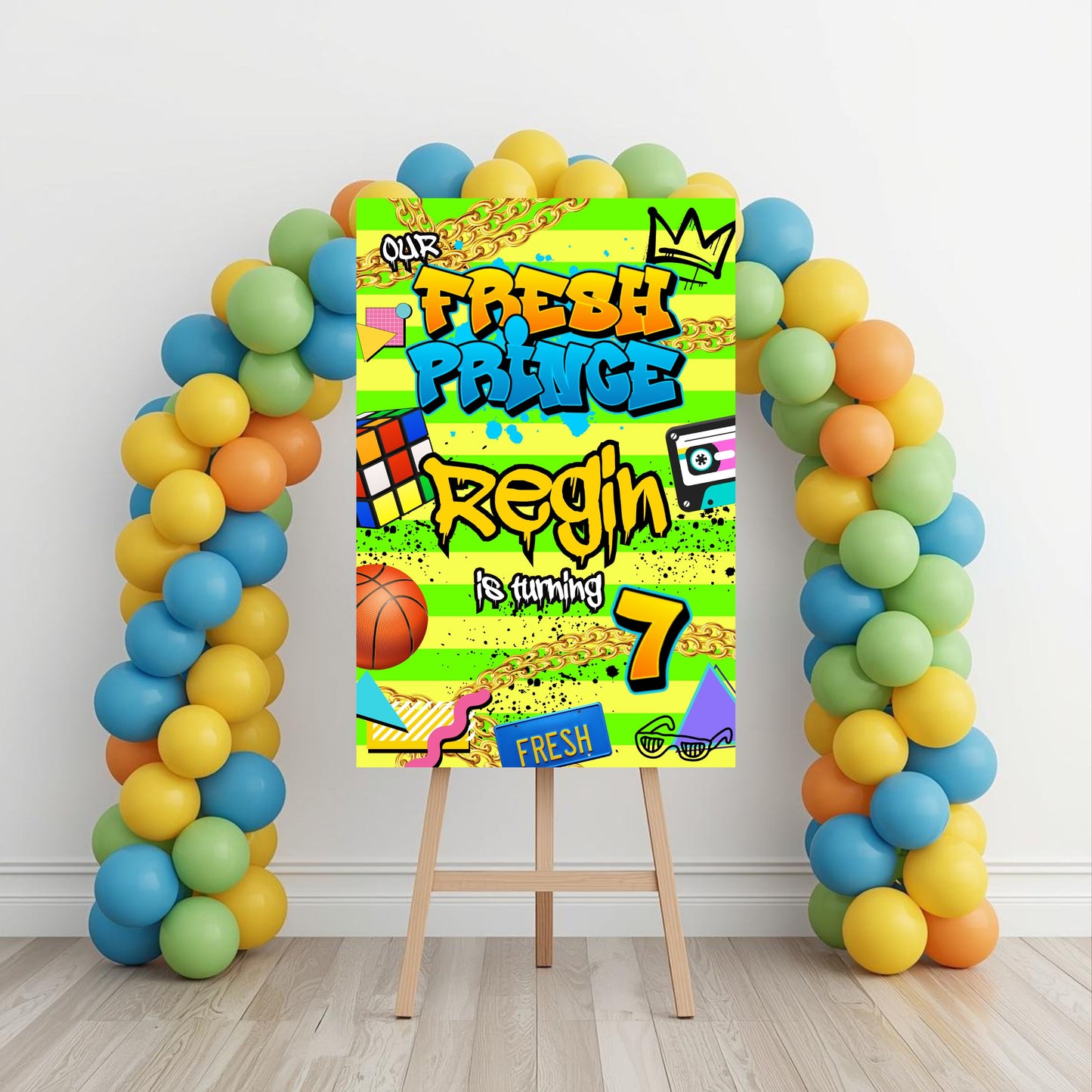 Fresh Prince Party Sign | Digital Party Sign | Editable Text with CANVA PRO| Welcome Party Sign | 20x30 | Digital File Only