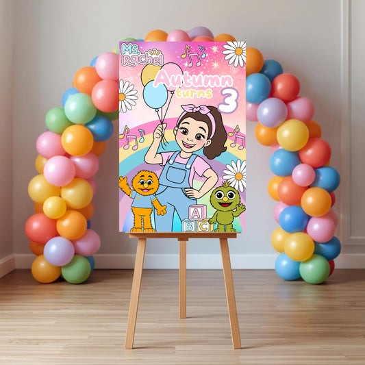 Ms. Rachel Party Sign | Digital Party Sign | Editable Text with CANVA PRO | Welcome Party Sign | 20x30 | Digital File Only