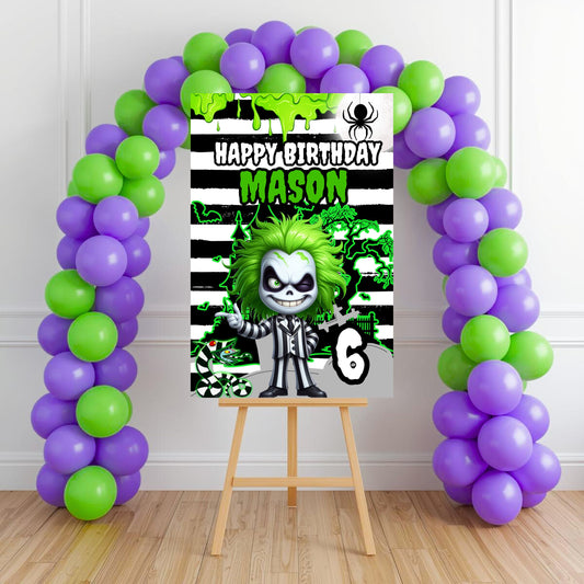 Beetlejuice Party Sign | Digital Party Sign | Editable Text with CANVA PRO | Welcome Party Sign | 20x30 | Digital File Only