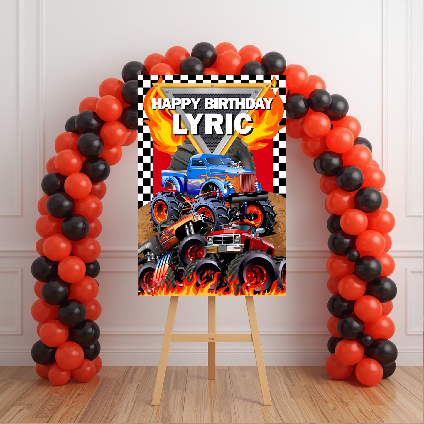 Monster Truck Party Sign | Digital Party Sign | Editable Text with CANVA PRO | Welcome Party Sign | 20x30 | Digital File Only