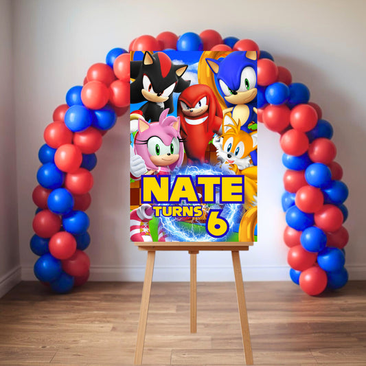 Sonic Party Sign | Digital Party Sign | Editable with Canva Pro | Welcome Party Sign | 20x30 | Digital File Only