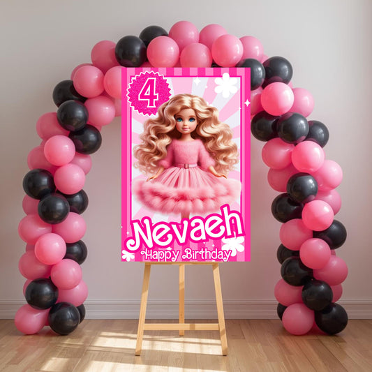 Barbie Party Sign | Digital Party Sign | Editable Text with Canva Pro | Welcome Party Sign | 20x30 | Digital File Only