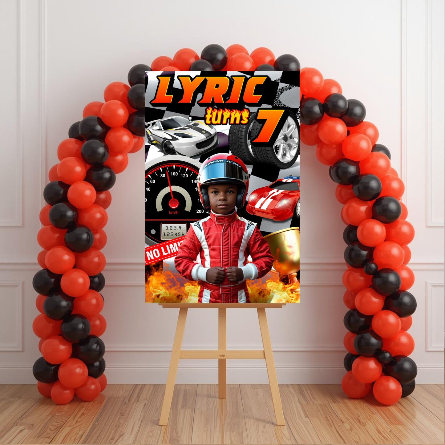 Race Car Party Sign | Digital Party Sign | Editable Text with CANVA PRO | Welcome Party Sign | 20x30 | Digital File Only