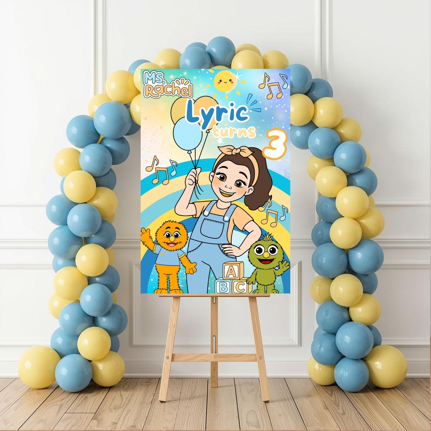 Ms. Rachel Boy Party Sign | Digital Party Sign | Editable Text with CANVA PRO | Welcome Party Sign | 20x30 | Digital File Only