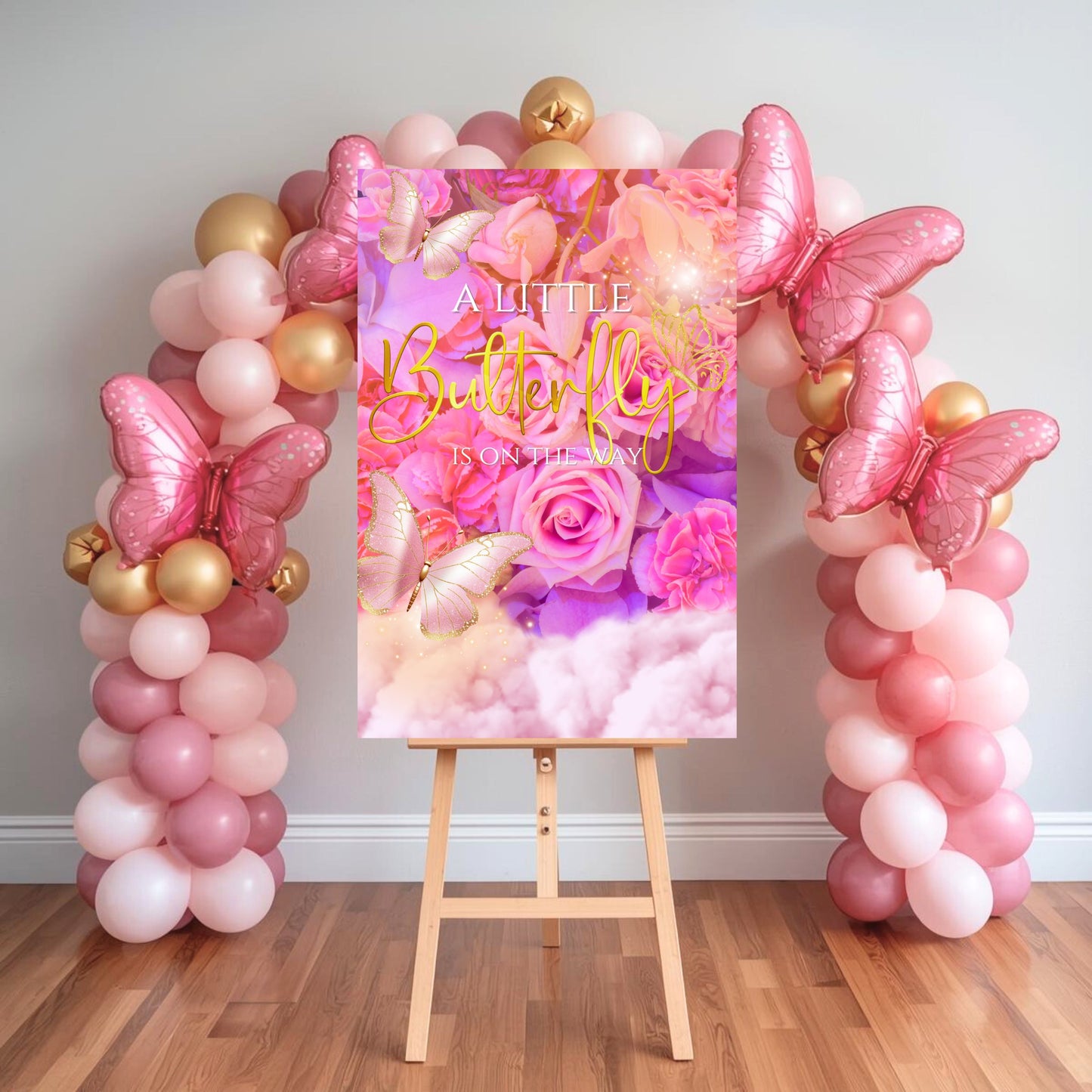 A Little Butterfly On The Way Welcome Sign | Edit with Canva Pro | You Save | You Download | You Print | Digital File Only