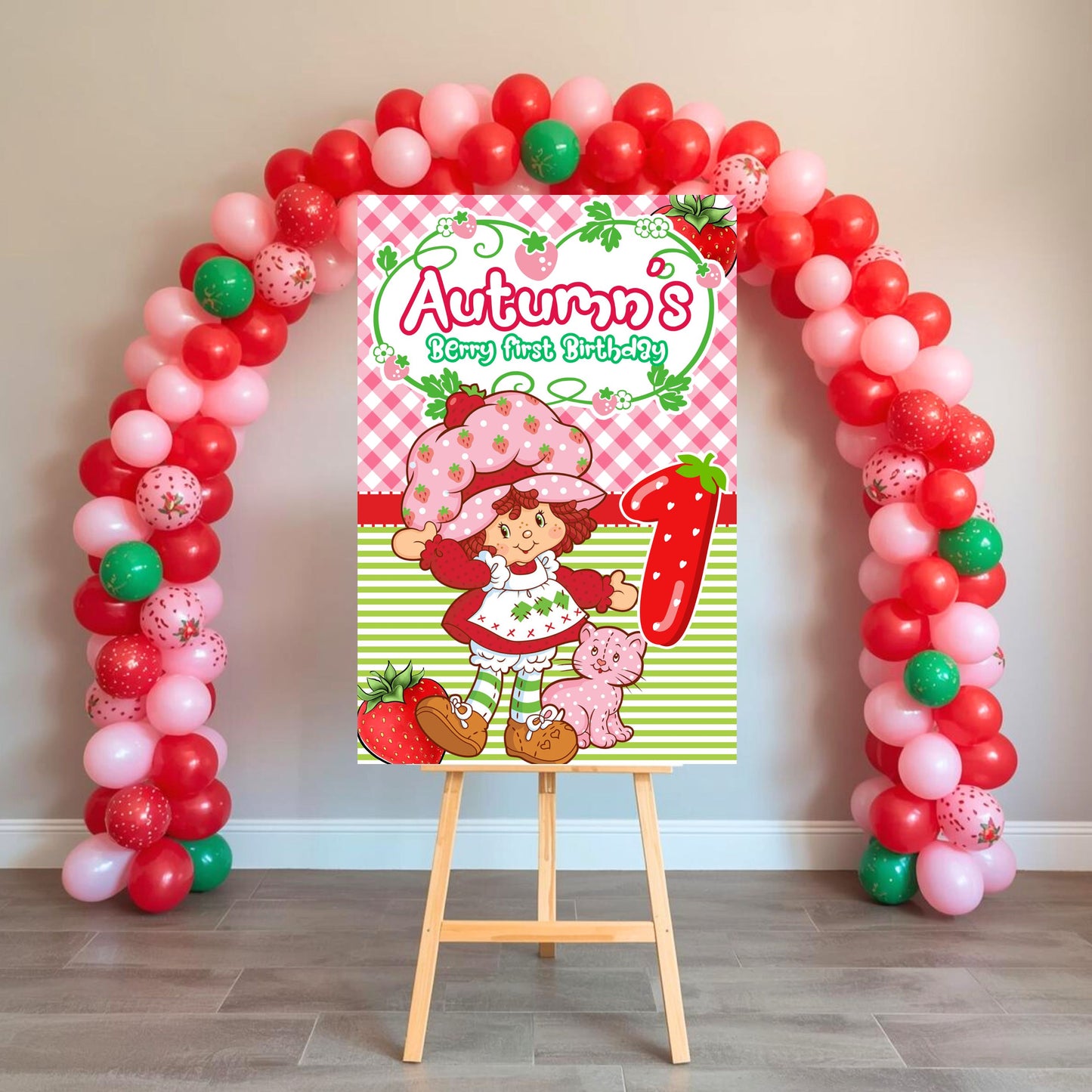 Strawberry Shortcake Party Sign | Editable Text with CANVA PRO | Strawberry Shortcake Party | Digital File