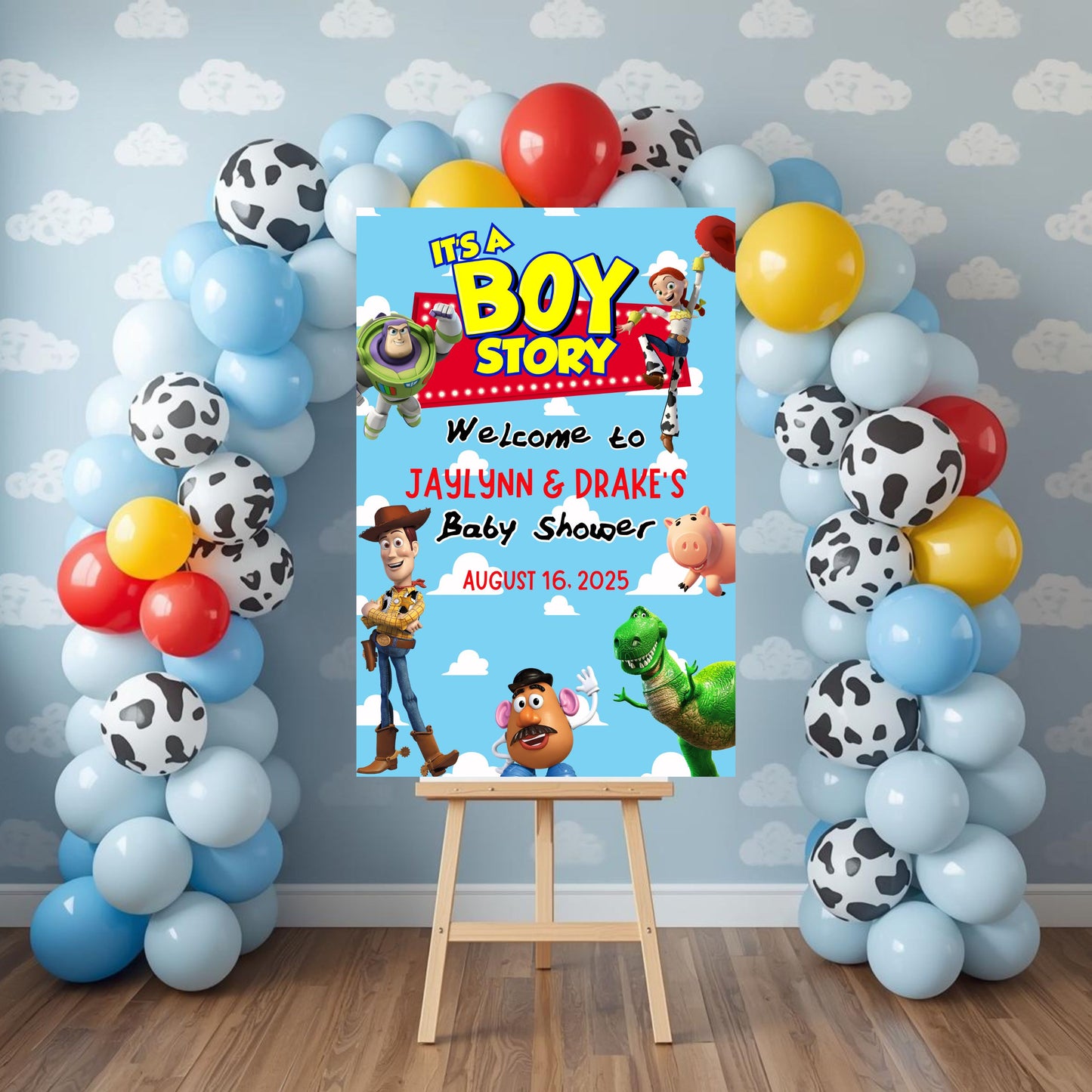 Boy Story Baby Shower Sign | Digital Party Sign | Editable Text with CANVA PRO | Welcome Baby Shower Sign | 20x30 | Digital File Only