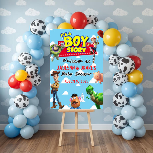 Boy Story Baby Shower Sign | Digital Party Sign | Editable Text with CANVA PRO | Welcome Baby Shower Sign | 20x30 | Digital File Only