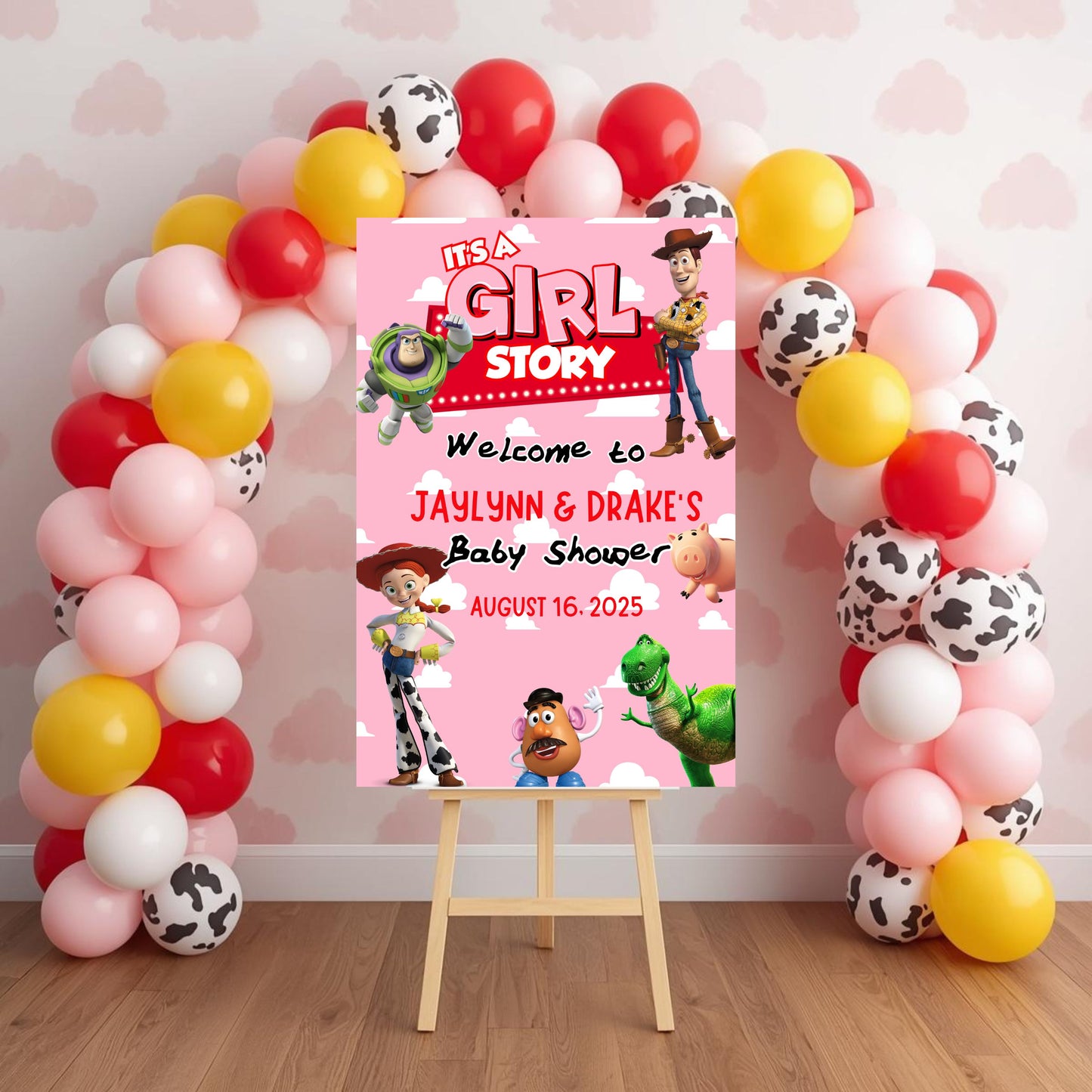 Girl Story Baby Shower Sign | Digital Party Sign | Editable Text with CANVA PRO | Welcome Baby Shower Sign | 20x30 | Digital File Only