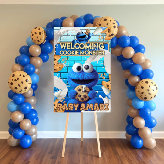 Cookie Monster Baby Shower Welcome Sign | Edit with Canva Pro | You Save | You Download | You Print | Digital File Only