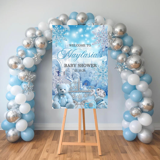 Winter Wonderland Baby Shower Sign | Digital Party Sign | Editable Text with CANVA | Welcome Baby Shower Sign | 20x30 | Digital File Only