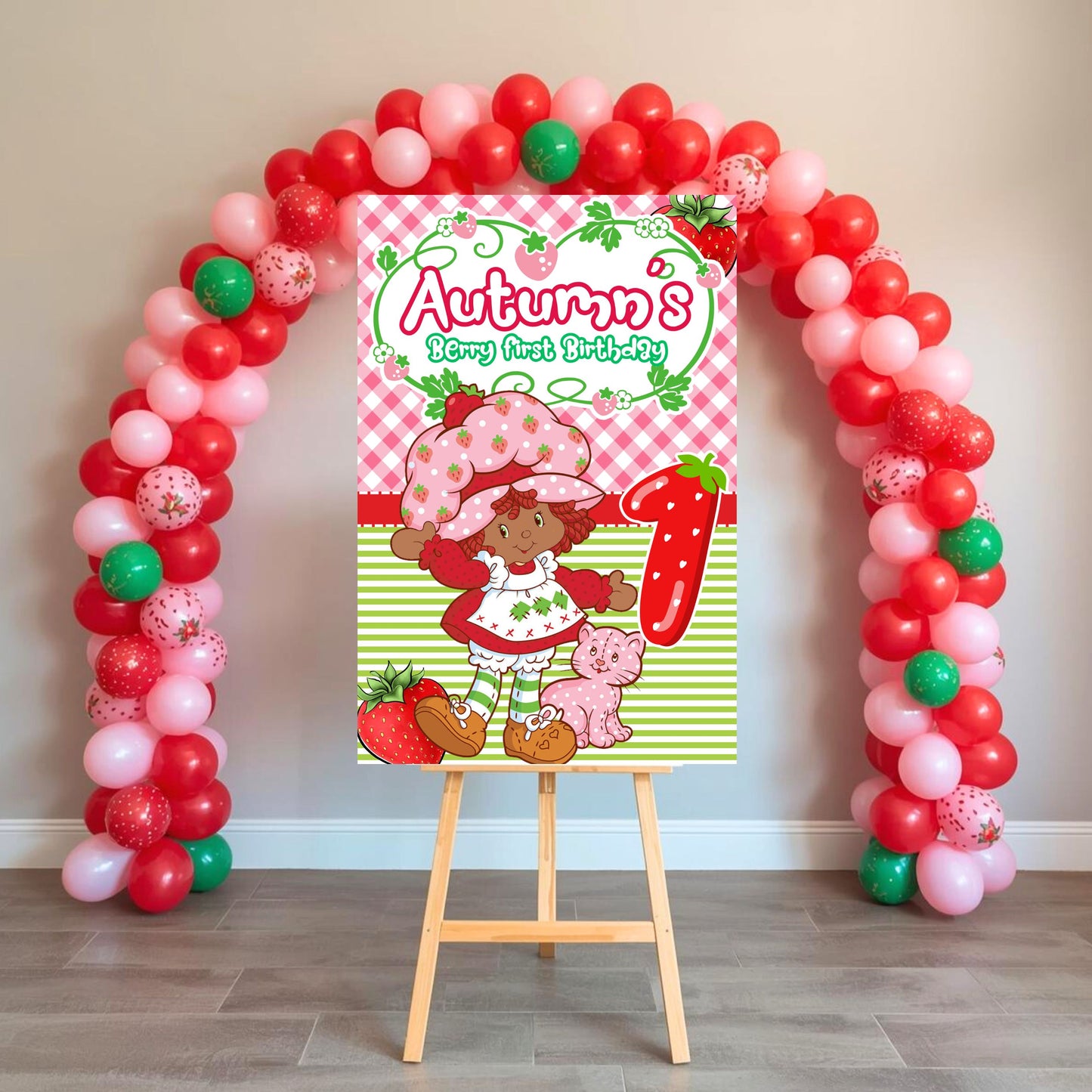 AA Strawberry Shortcake Party Sign | Editable Text with CANVA PRO | Strawberry Shortcake Party | Digital File