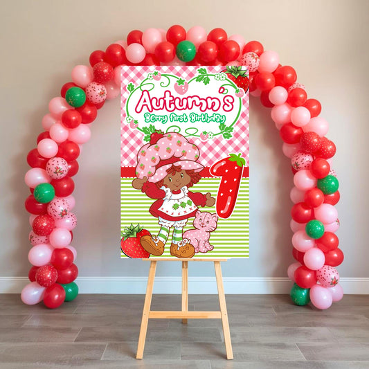 AA Strawberry Shortcake Party Sign | Editable Text with CANVA PRO | Strawberry Shortcake Party | Digital File