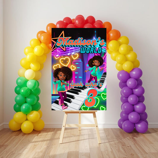 Karma's World Party Sign | Digital Party Sign | Edit with Canva Pro | Welcome Party Sign | 20x30 | Digital File Only