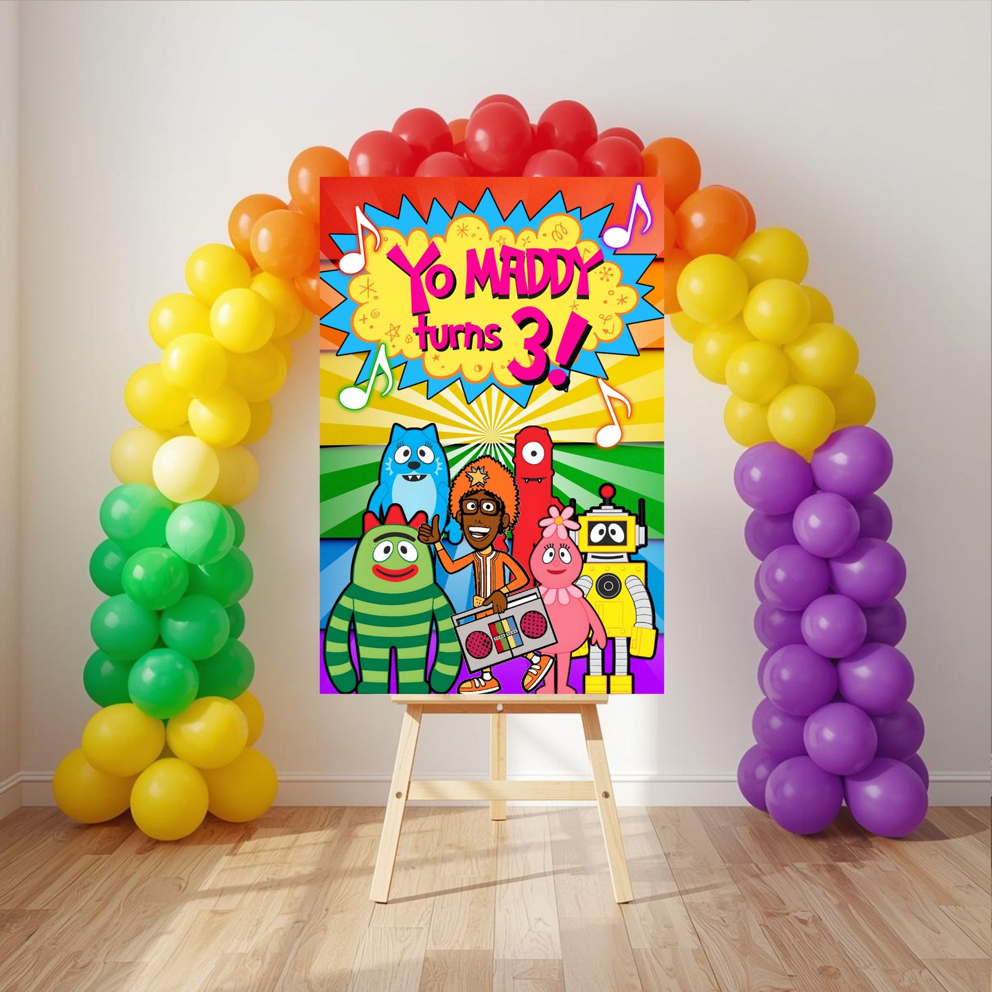 Yo Gabba Gabba Party Sign | Digital Party Sign | Editable with Canva Pro | Welcome Party Sign | 20x30 | Digital File Only