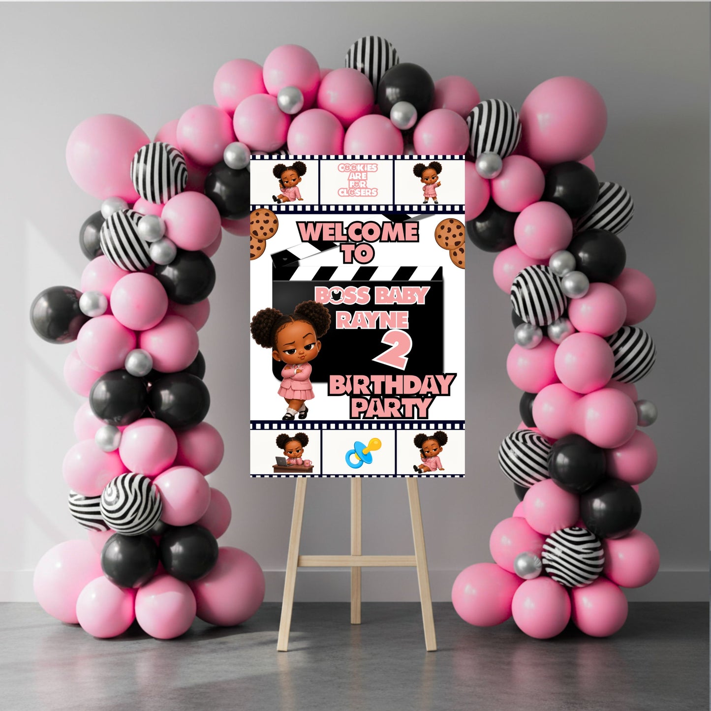 Custom Boss Baby Girl Party Poster Sign | Personalized Welcome Sign | Printed & Shipped Event Party Signs