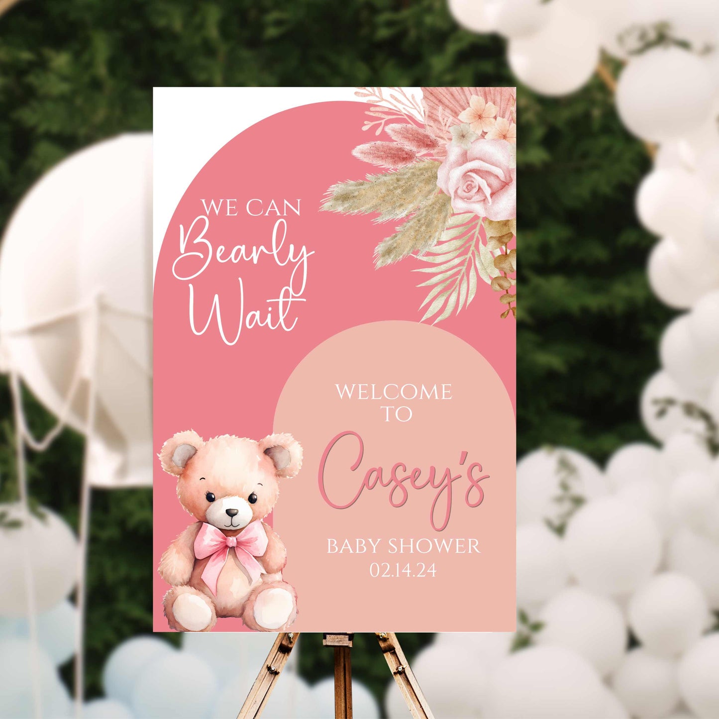 We Can Bearly Wait Welcome Sign | Editable Text with Canva | Digital Poster | Edit | Save | Download | Print
