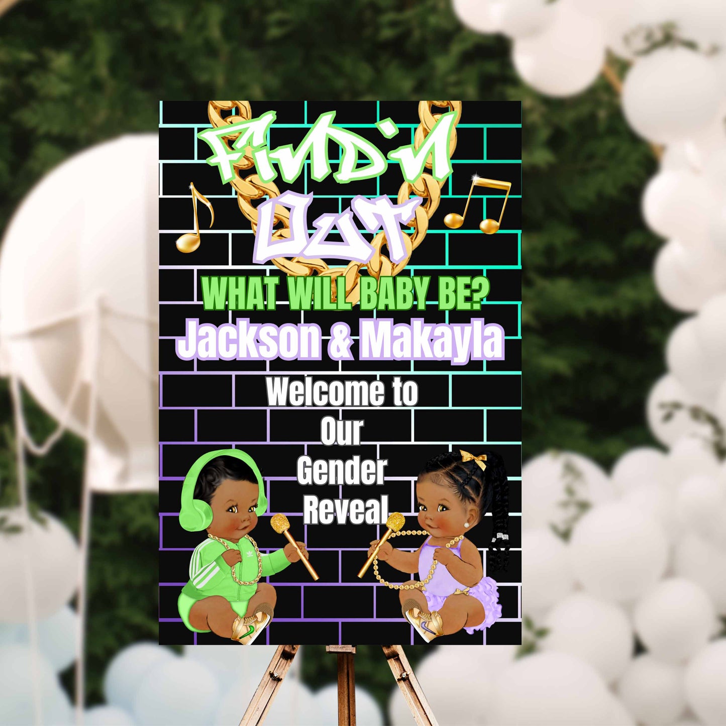 Find'N Out Gender Reveal Party Sign | Edit Text with Canva | You Save | You Download | You Print | DIGITAL FILE ONLY