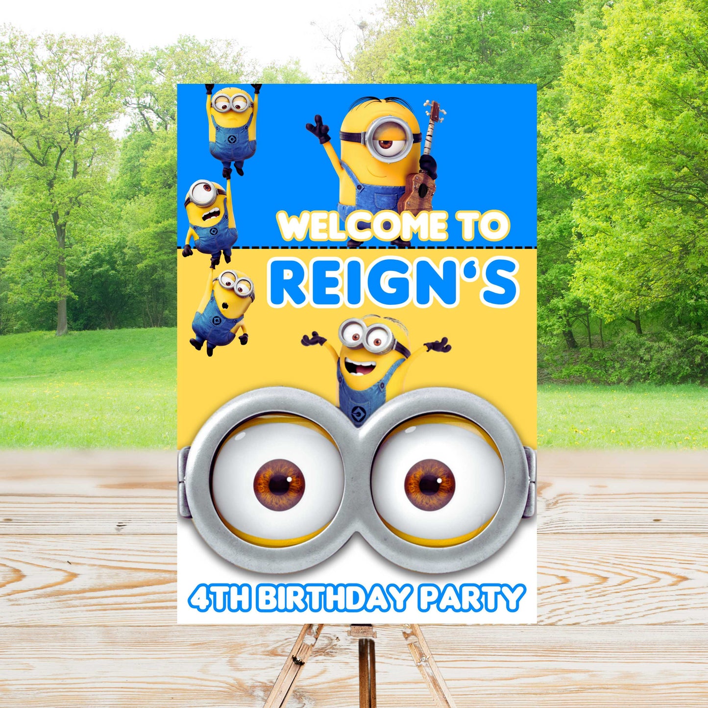 Minion Welcome Party Sign | Editable Text with Canva | Digital Poster | Edit | Save | Download | Print