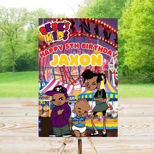 Bebe's Kids Party Sign | Editable Text with Canva | Digital Poster | Edit | Save | Download | Print