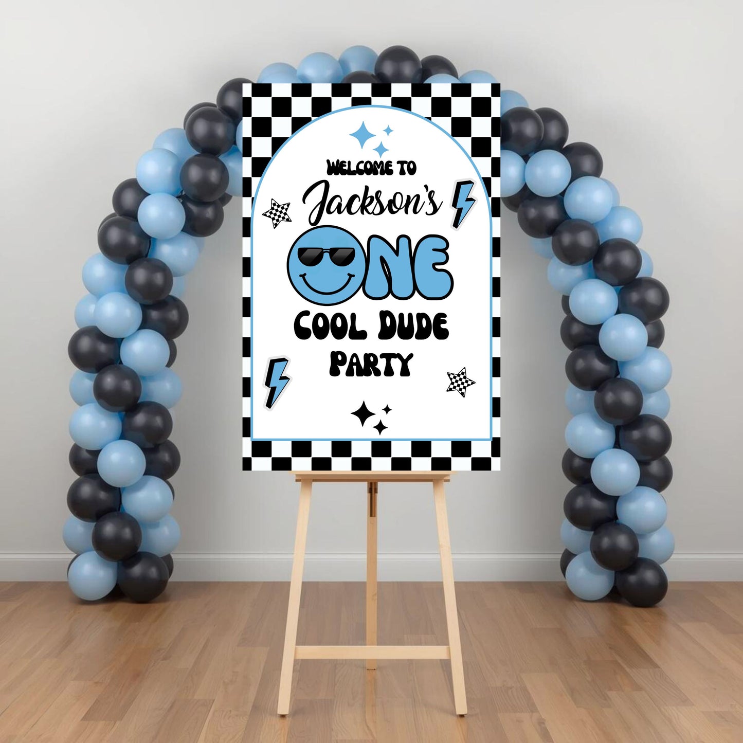 One Cool Dude Party Sign | Digital Party Sign | Editable with CANVA PRO| Welcome Party Sign | 20x30 | Digital File Only