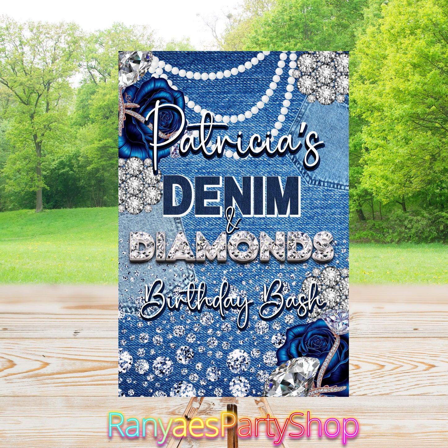 Denim & Diamond Party Sign | Digital Party Sign | Welcome Party Sign | 20x30 | Digital File Only