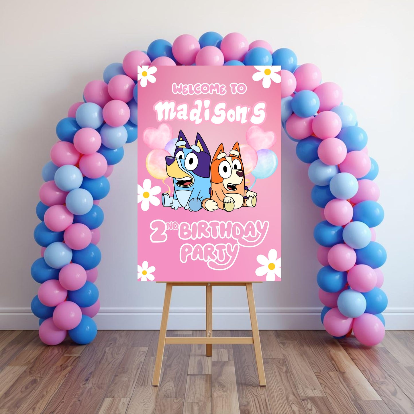 Bluey Pink Party Sign | Digital Party Sign | Editable Text with CANVA PRO | Welcome Party Sign | 20x30 | Digital File Only