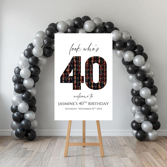 Look Who's 40 Party Sign | Digital Party Sign | Editable with CANVA | Welcome Party Sign | 20x30 | Digital File Only