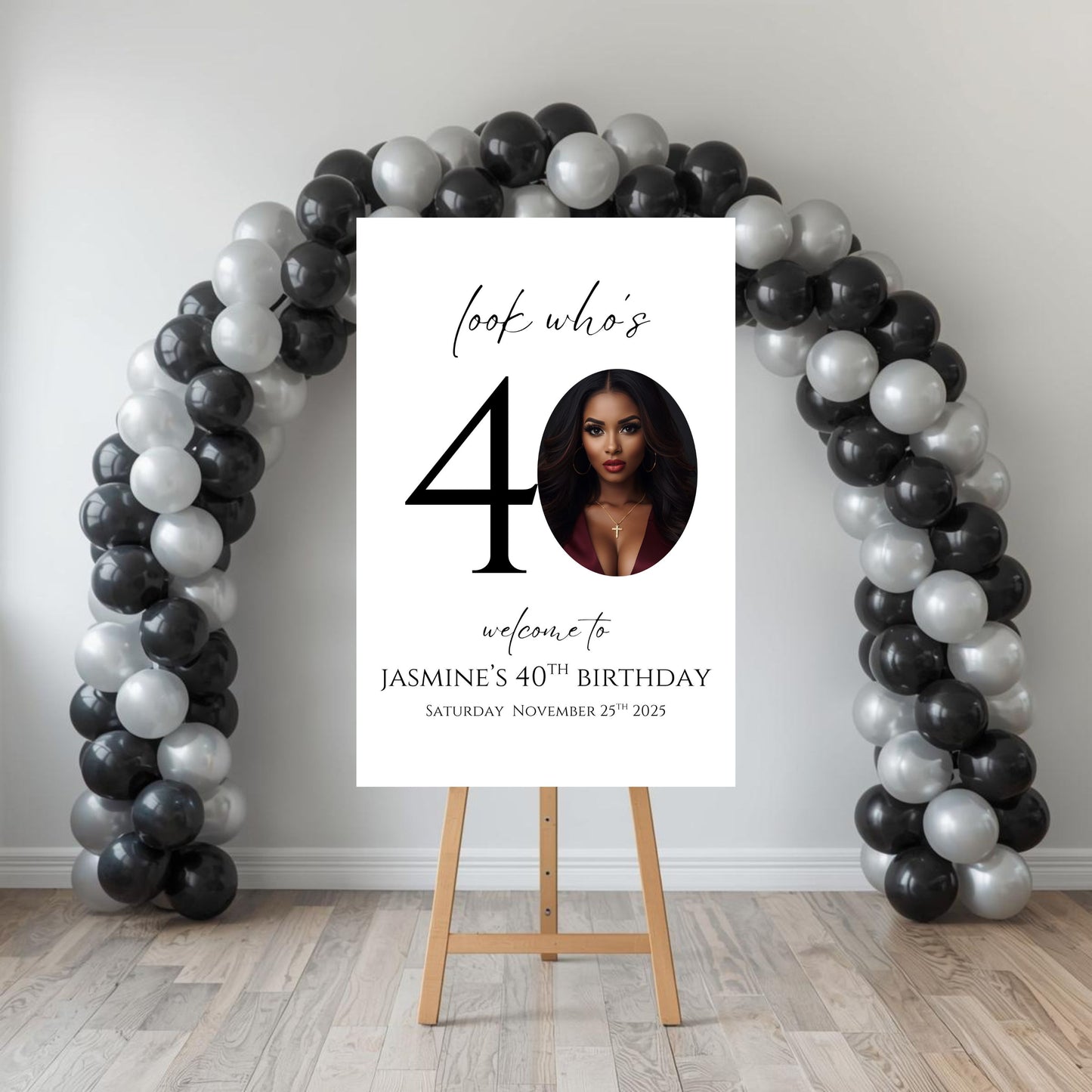 Look Who's 40 Party Sign | Digital Party Sign | Editable with CANVA | Welcome Party Sign | 20x30 | Digital File Only