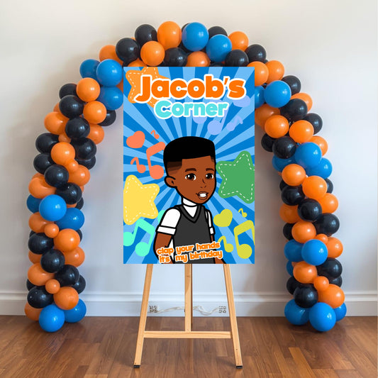 Gracie's Corner Boy Party Sign | Digital Party Sign | Editable Text with Canva | Welcome Party Sign | 20x30 | Digital File Only