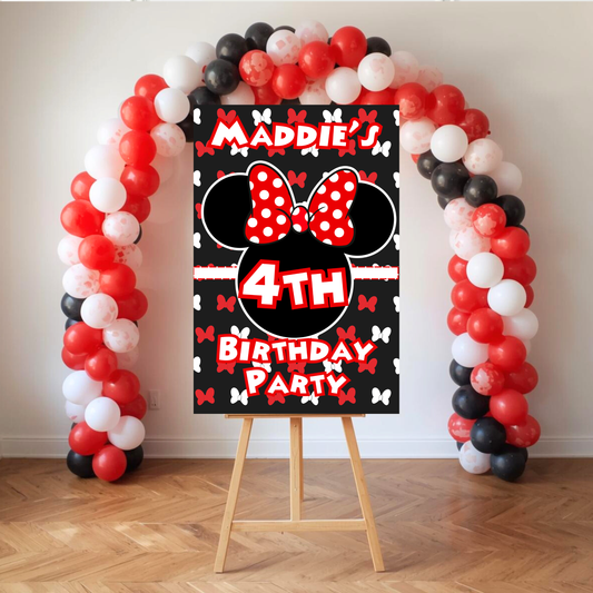 Minnie Mouse Party Sign | Digital Party Sign | Editable Text with Canva | Welcome Party Sign | 20x30 | Digital File Only