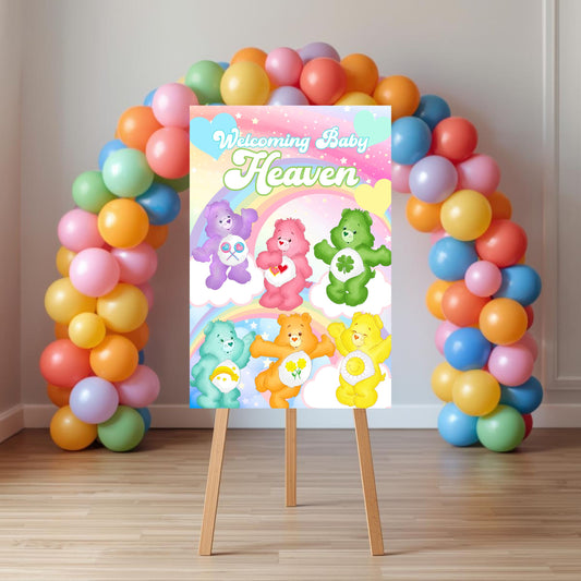 Care Bears Pastel Welcome Party Sign | Editable Text with Canva | Digital Poster | Care Bears Birthday Party Sign