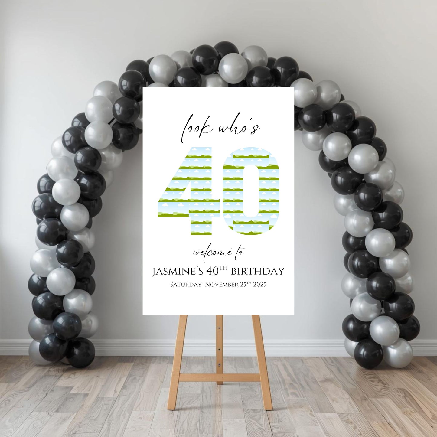 Look Who's 40 Party Sign | Digital Party Sign | Editable with CANVA | Welcome Party Sign | 20x30 | Digital File Only