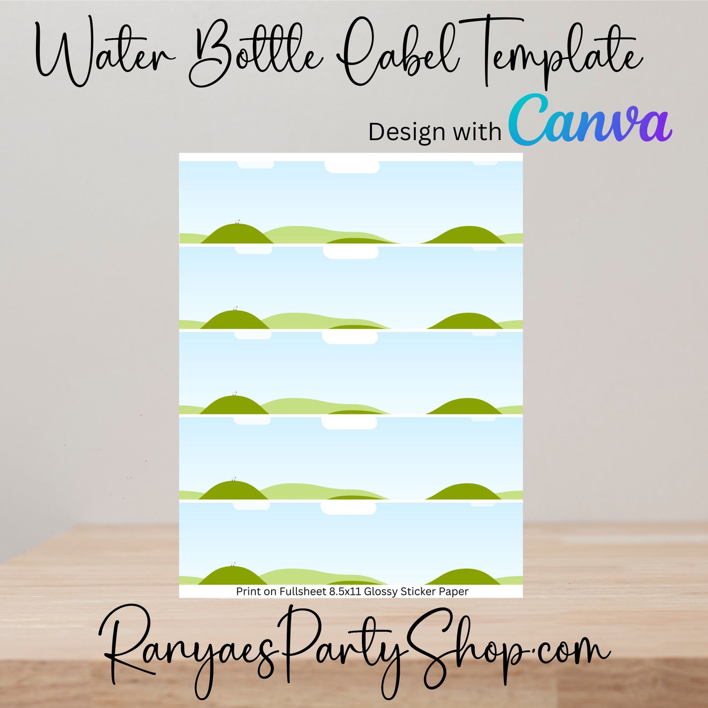 Water Bottle Label Template | Create Your Own Water Bottle Labels | Blank Templates | You Design | Design with Canva | Canva Template