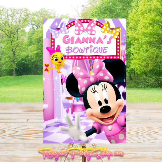 Minnie's Bowtique Party Sign | Digital Party Sign | Editable Text with Canva | Welcome Party Sign | 20x30 | Digital File Only