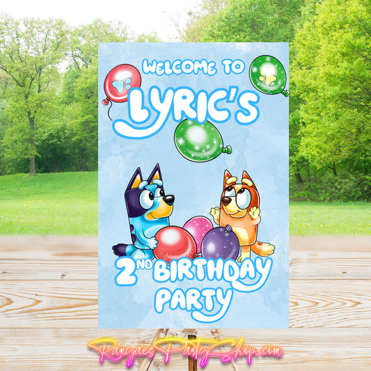 Bluey Party Sign | Digital Party Sign | Editable Text with CANVA PRO | Welcome Party Sign | 20x30 | Digital File Only
