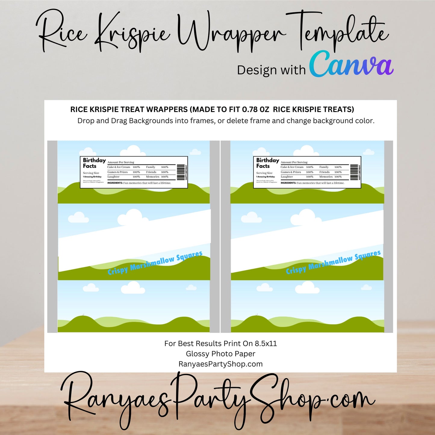 Rice Krispie Wrapper Template | Create Your Own Rice Krispie Wrapper | Blank Templates | You Design | Design with Canva | Canva Template