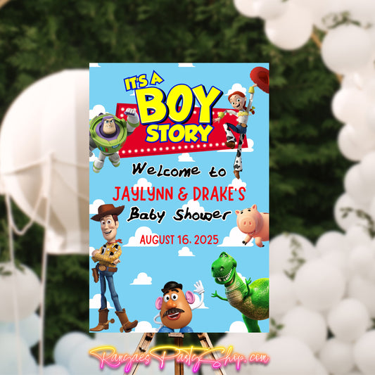 Boy Story Baby Shower Sign | Digital Party Sign | Editable Text with CANVA PRO | Welcome Baby Shower Sign | 20x30 | Digital File Only