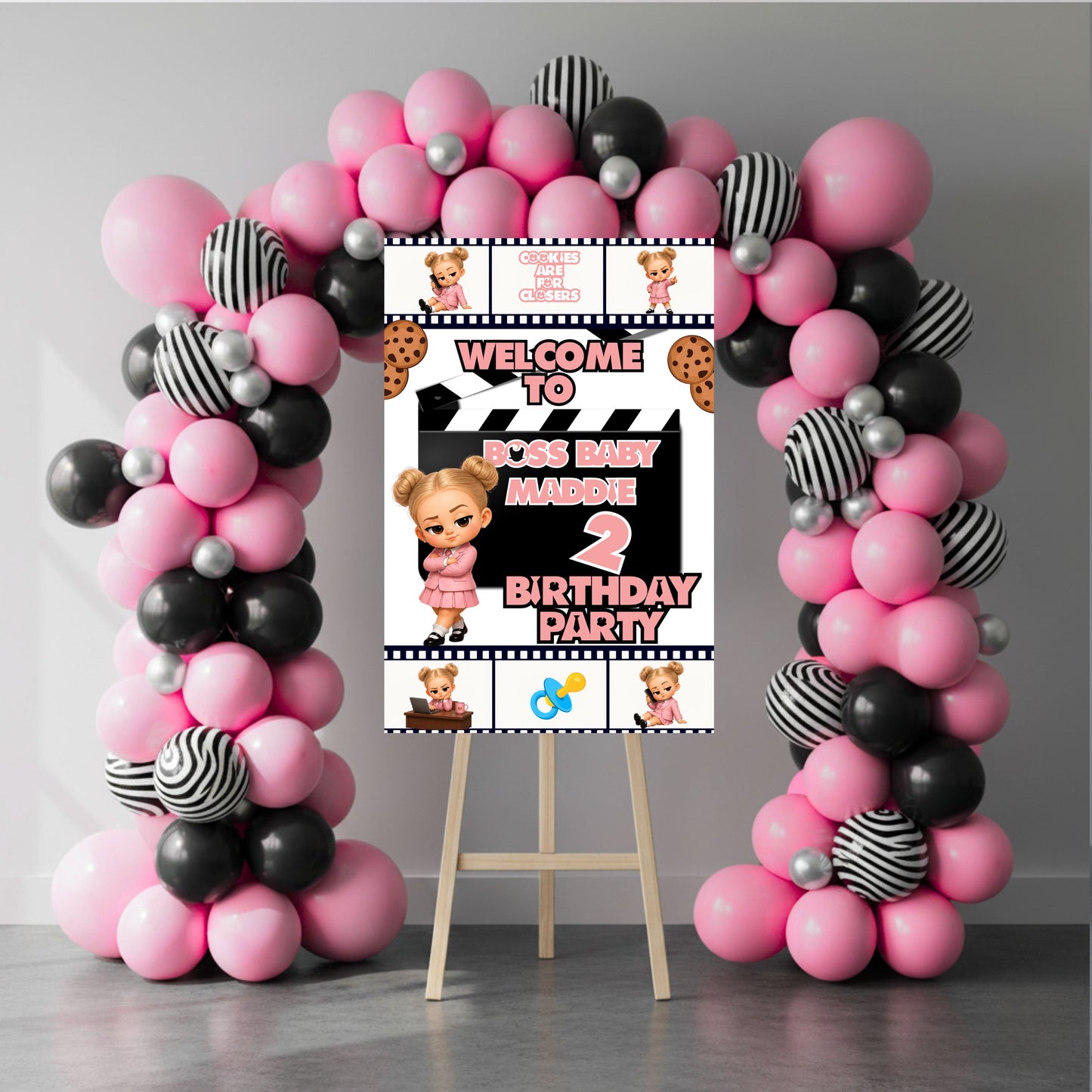 Custom Boss Baby Girl Party Poster Sign | Personalized Welcome Sign | Printed & Shipped Event Party Signs