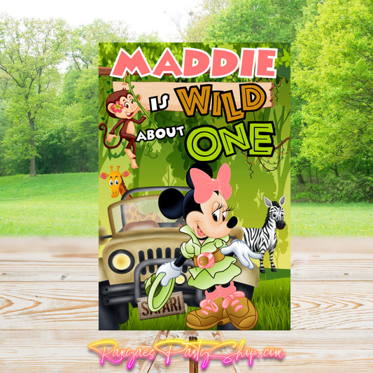 Minnie Safari Party Sign | Digital Party Sign | Editable Text with Canva | Welcome Party Sign | 20x30 | Digital File Only