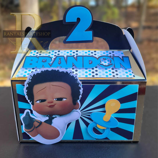 African American Boss Baby Gable Box | Treat Favor Box | Boss Baby Party | Boss Baby Favor Box