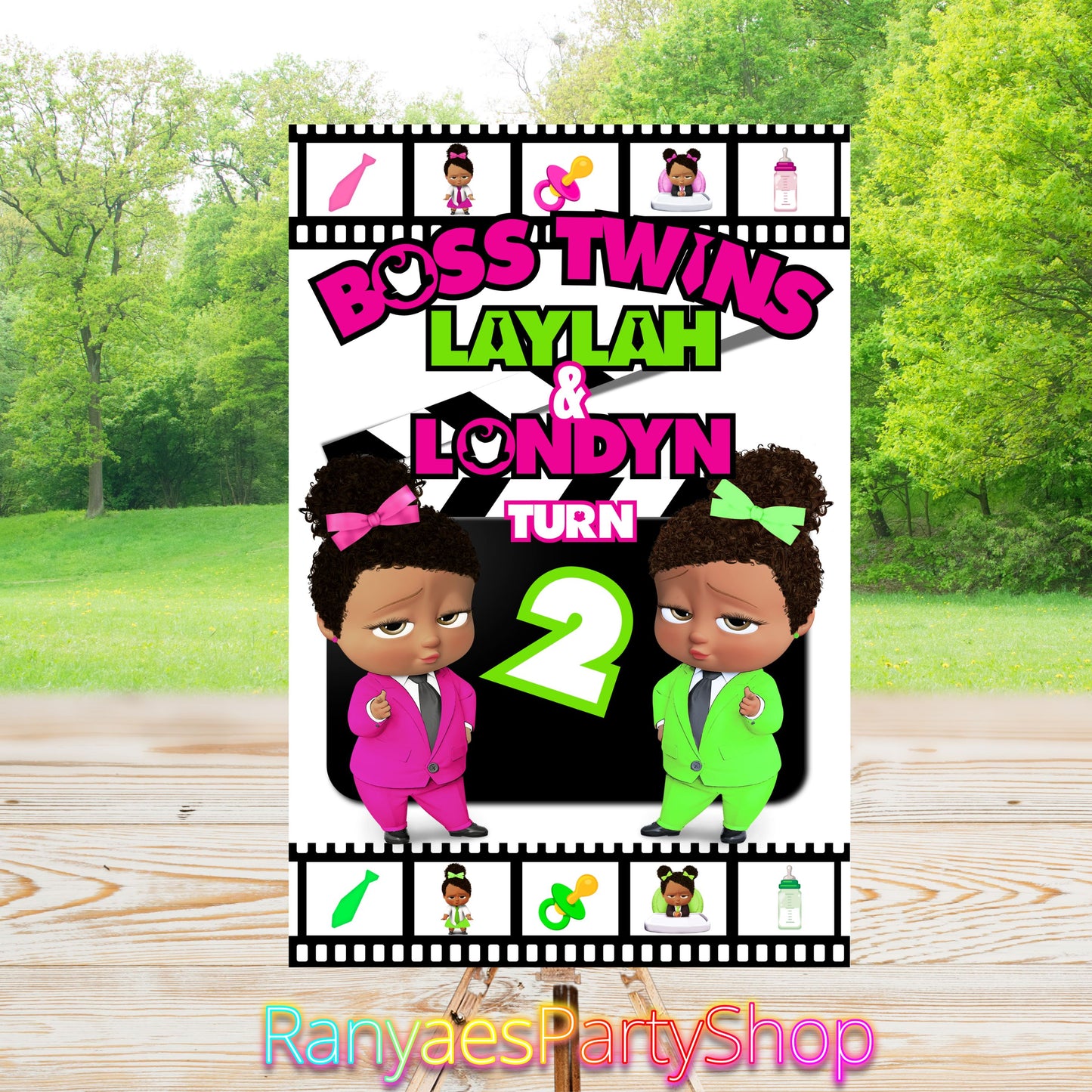 Boss Twins Party Sign | Digital Party Sign | Welcome Party Sign | 20x30 | Digital File Only