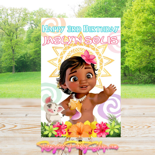 Moana Party Sign | Digital Party Sign | Editable Text with Canva Pro | Welcome Party Sign | 20x30 | Digital File Only