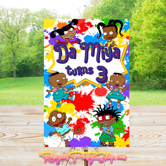 African American Rugrats Party Sign | Digital Party Sign | Editable Text with Canva | Welcome Party Sign | 20x30 | Digital File Only