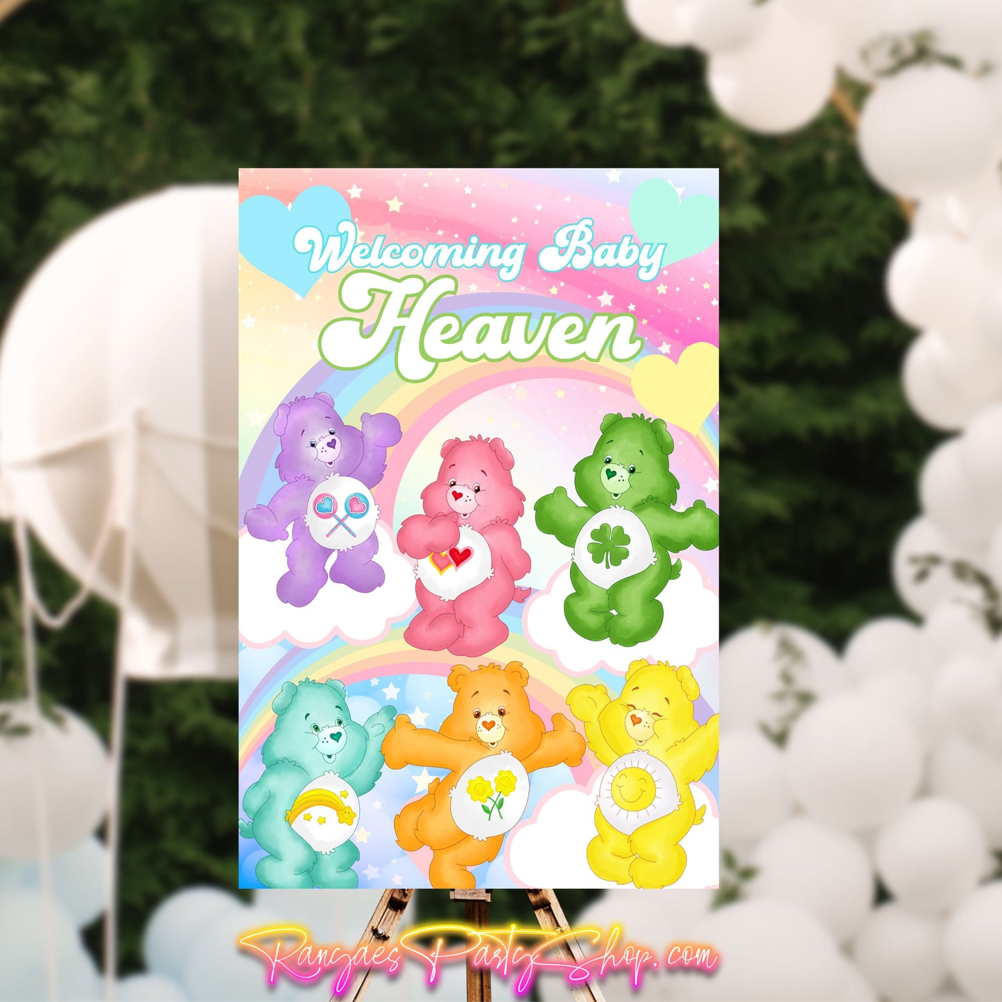 Care Bears Welcome Party Sign | Editable Text with Canva | Digital Poster | Care Bears Birthday Party Sign