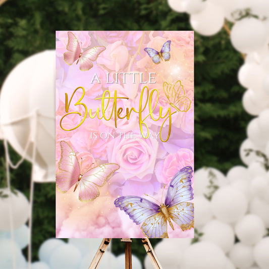 A Little Butterfly On The Way Welcome Sign | Editable Text with  Canva | You Save | You Download | You Print | Digital File Only