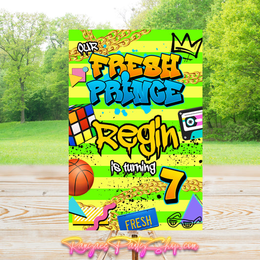 Fresh Prince Party Sign | Digital Party Sign | Editable Text with CANVA PRO| Welcome Party Sign | 20x30 | Digital File Only