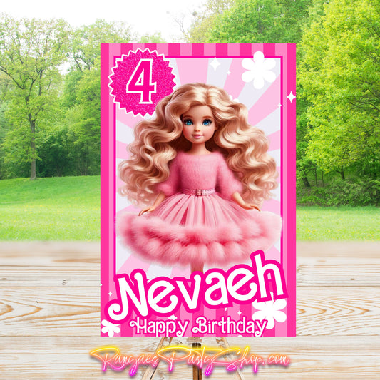 Barbie Party Sign | Digital Party Sign | Editable Text with Canva Pro | Welcome Party Sign | 20x30 | Digital File Only