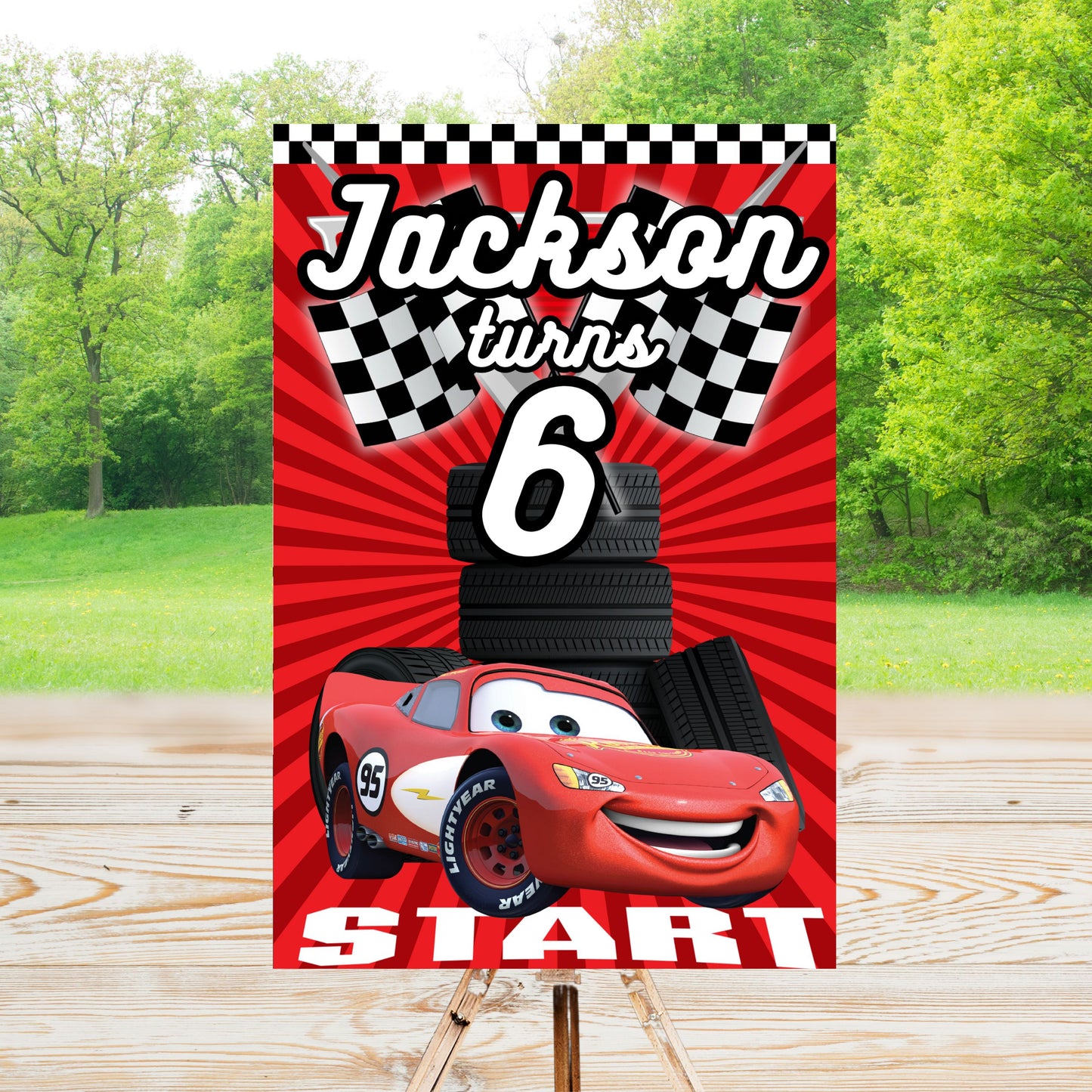 Cars Party Sign | Editable Text with Canva | Digital Poster | Edit | Save | Download | Print